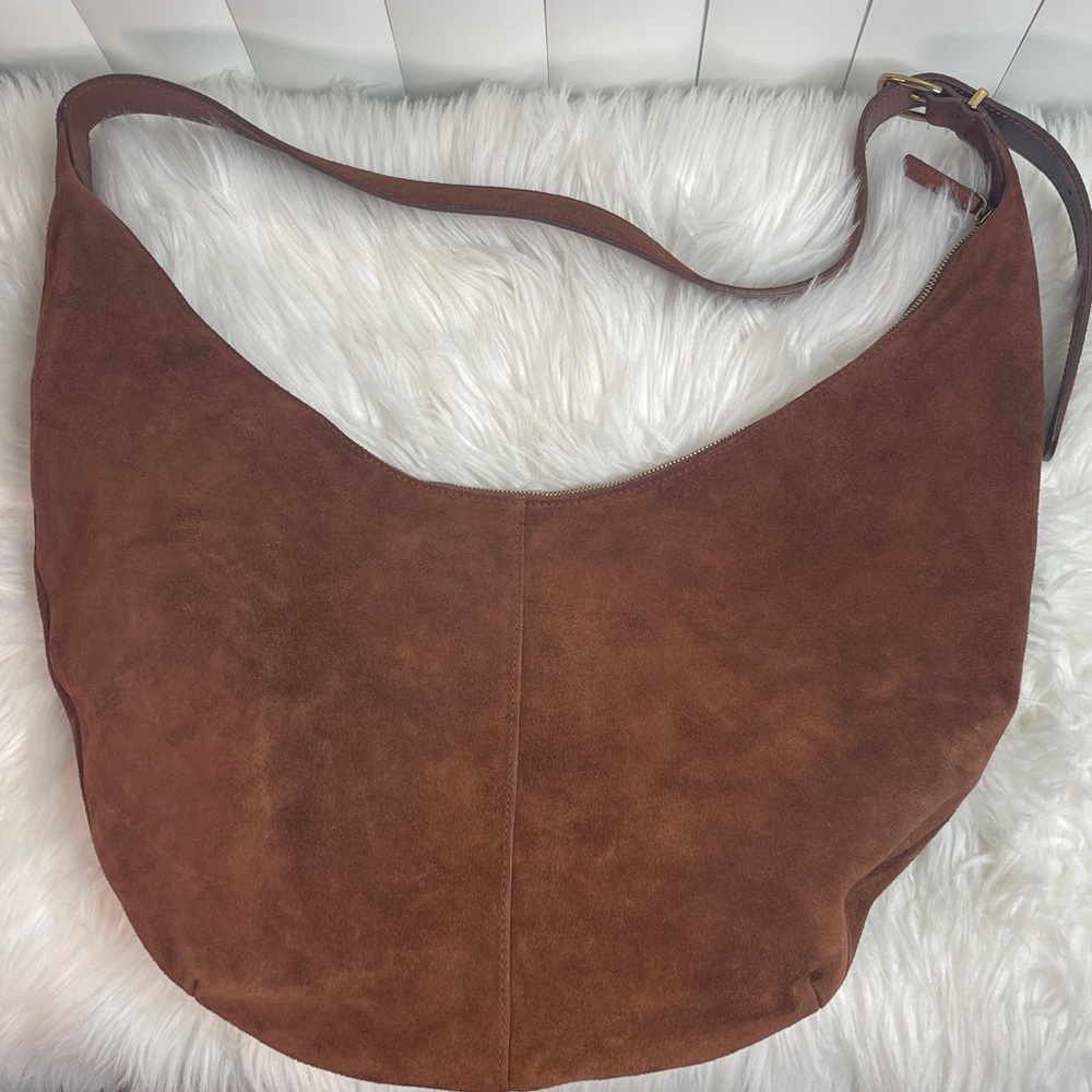 Madewell The Essential Brown Suede Shoulder Bag - Picture 4 of 6